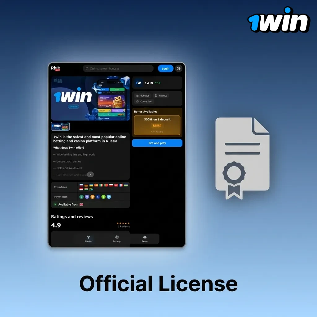 1win's Curaçao eGaming license certificate ensuring fair play and secure transactions for Egyptian players