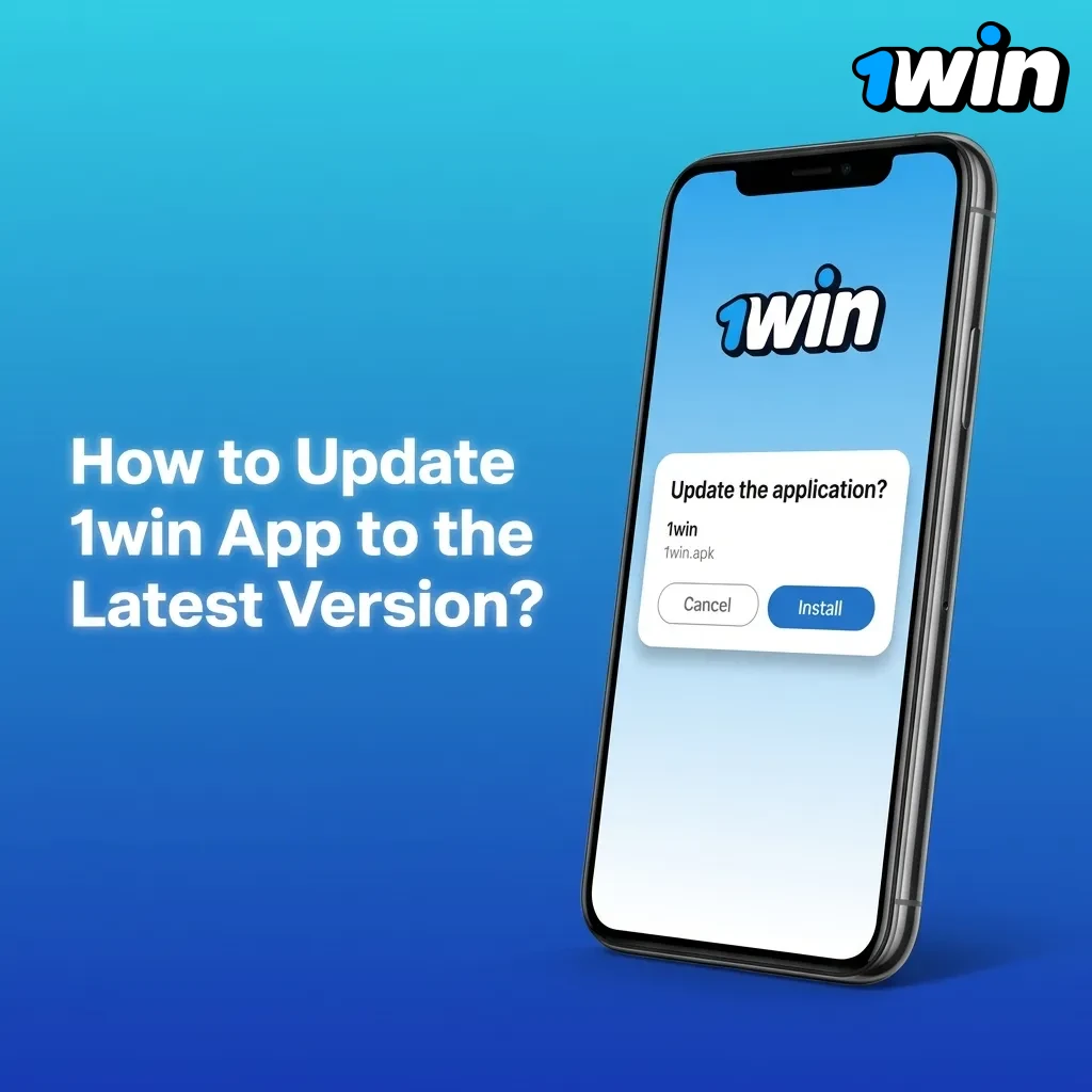 Android user tapping notification banner to update 1win app on smartphone screen