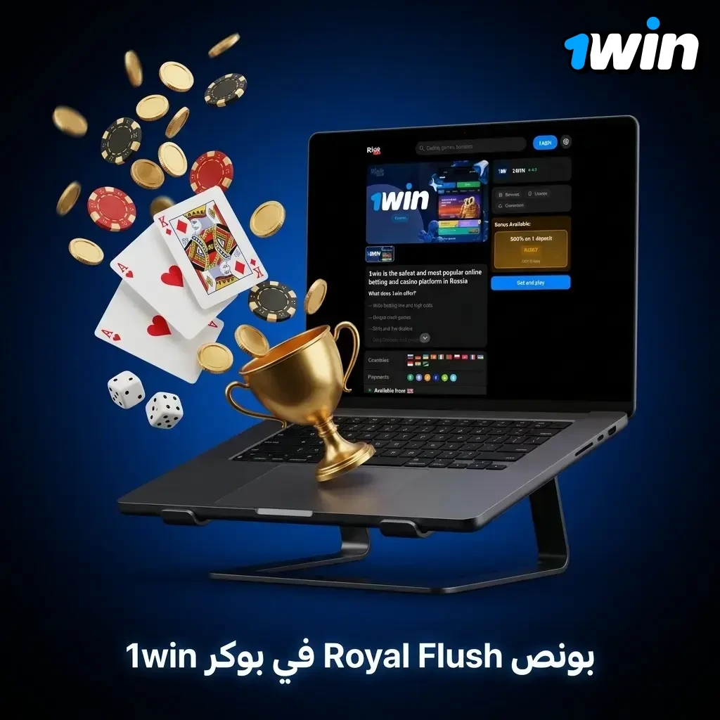 بونص Royal Flush في بوكر 1win لهولديم كاش: مكافأة إضافية لحد 1000 دولار حسب مستوى الطاولة، مش للتورنمنات